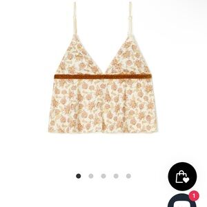 Elegant Floral Cream and Brown Camisole pajama top by Louise Misha